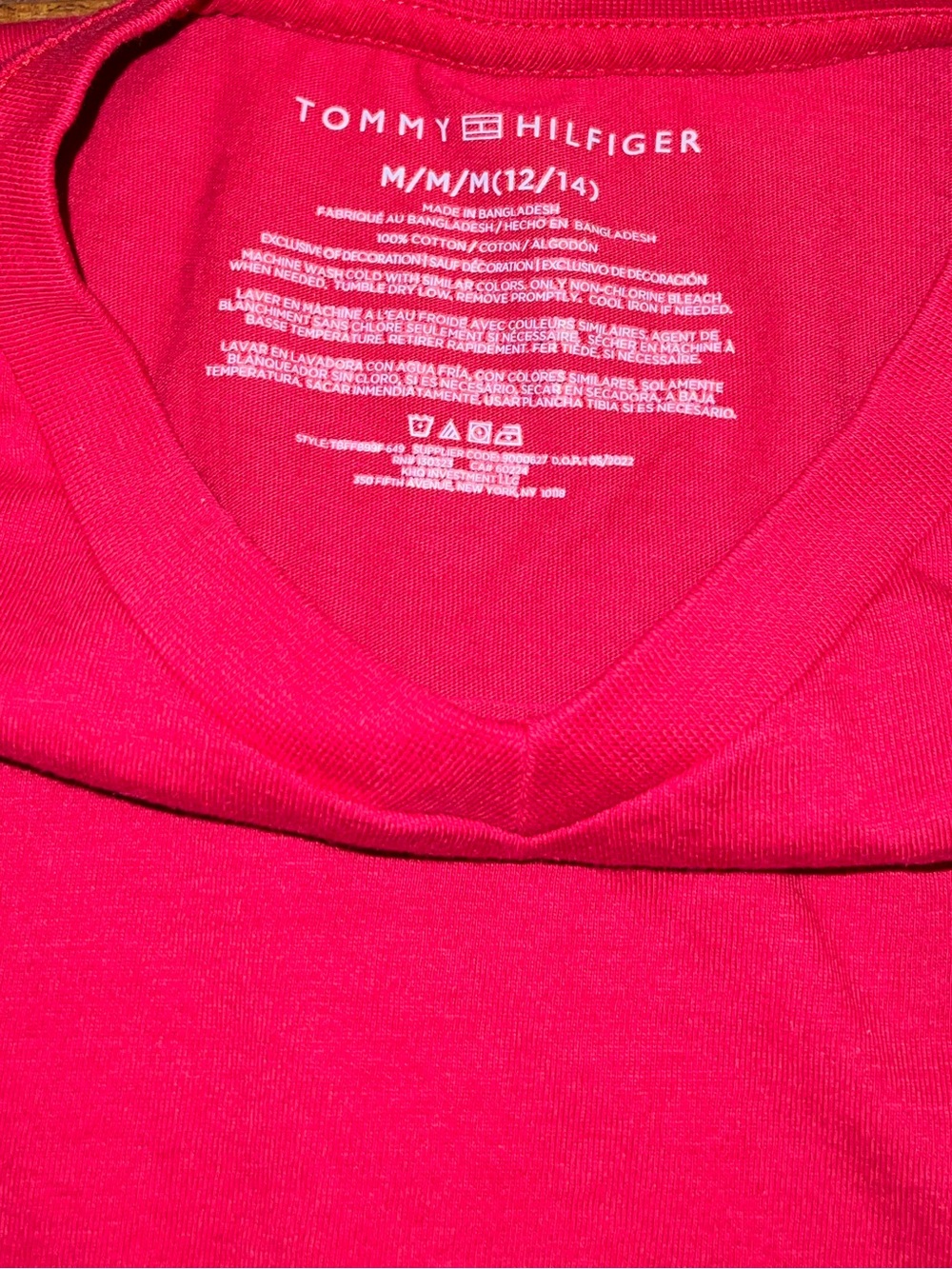 Tommy Hilfiger Red Long Sleeve Tee & Navy Ruffle Sleeve Top Bundle Kids Size M - Picture 7 of 7
